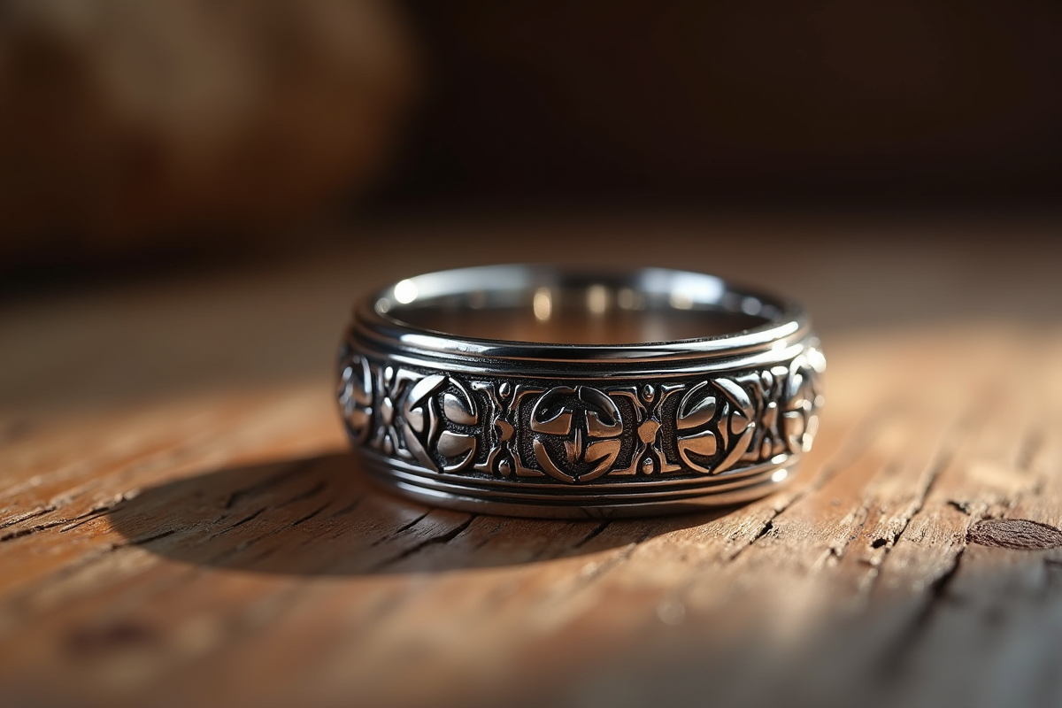 Bague Réglable En Acier Inoxydable Pour Homme - Design Viking Argenté, Gravée, Style Vintage Et Polyvalent